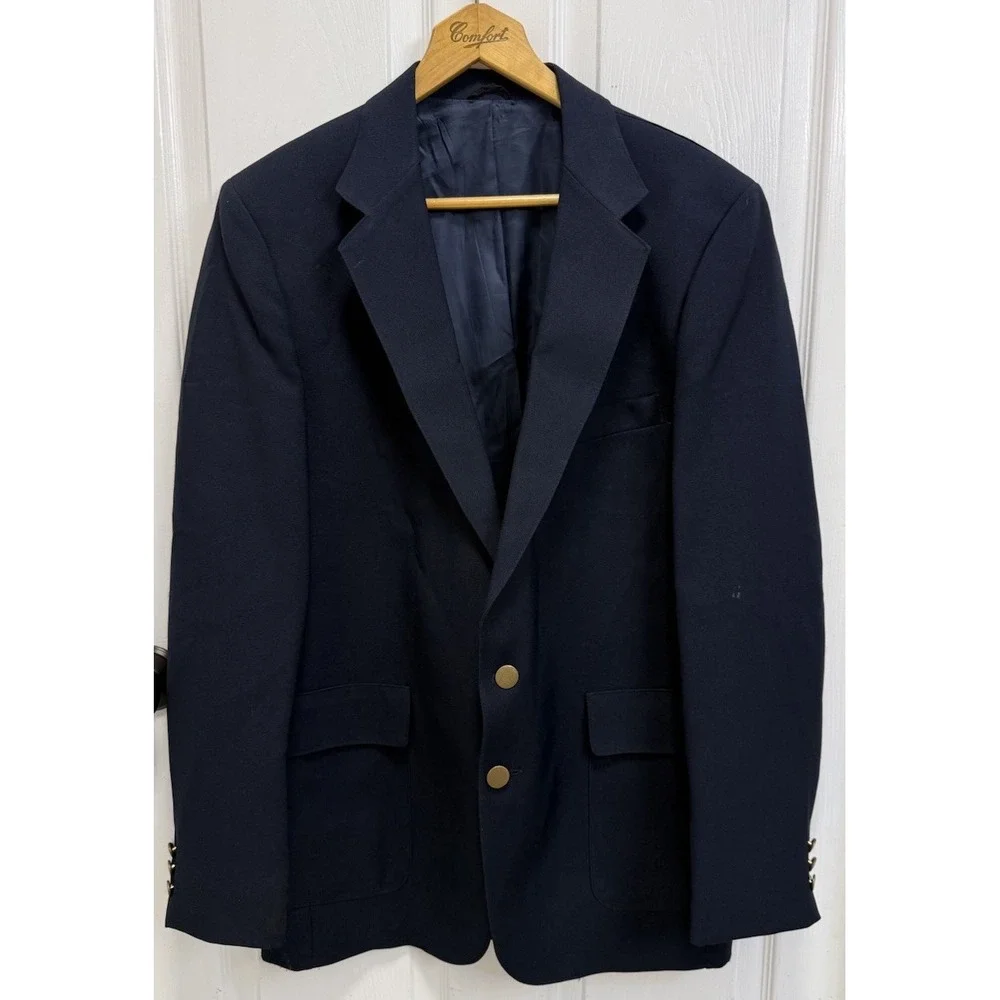 Vintage Levi's Men's 42L Menswear Action Navy Blue Suit Coat Jacket Business
